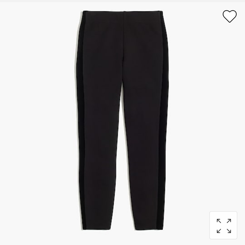 J Crew Gigi Pants with Velvet Tuxedo Strip